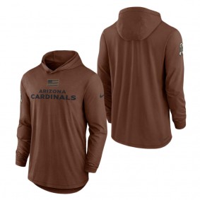 Men's Arizona Cardinals Brown 2023 NFL Salute To Service Lightweight Long Sleeve Hoodie T-Shirt