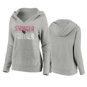 Women's Arizona Cardinals Heather Gray Stronger Together Crossover Neck Pullover Hoodie